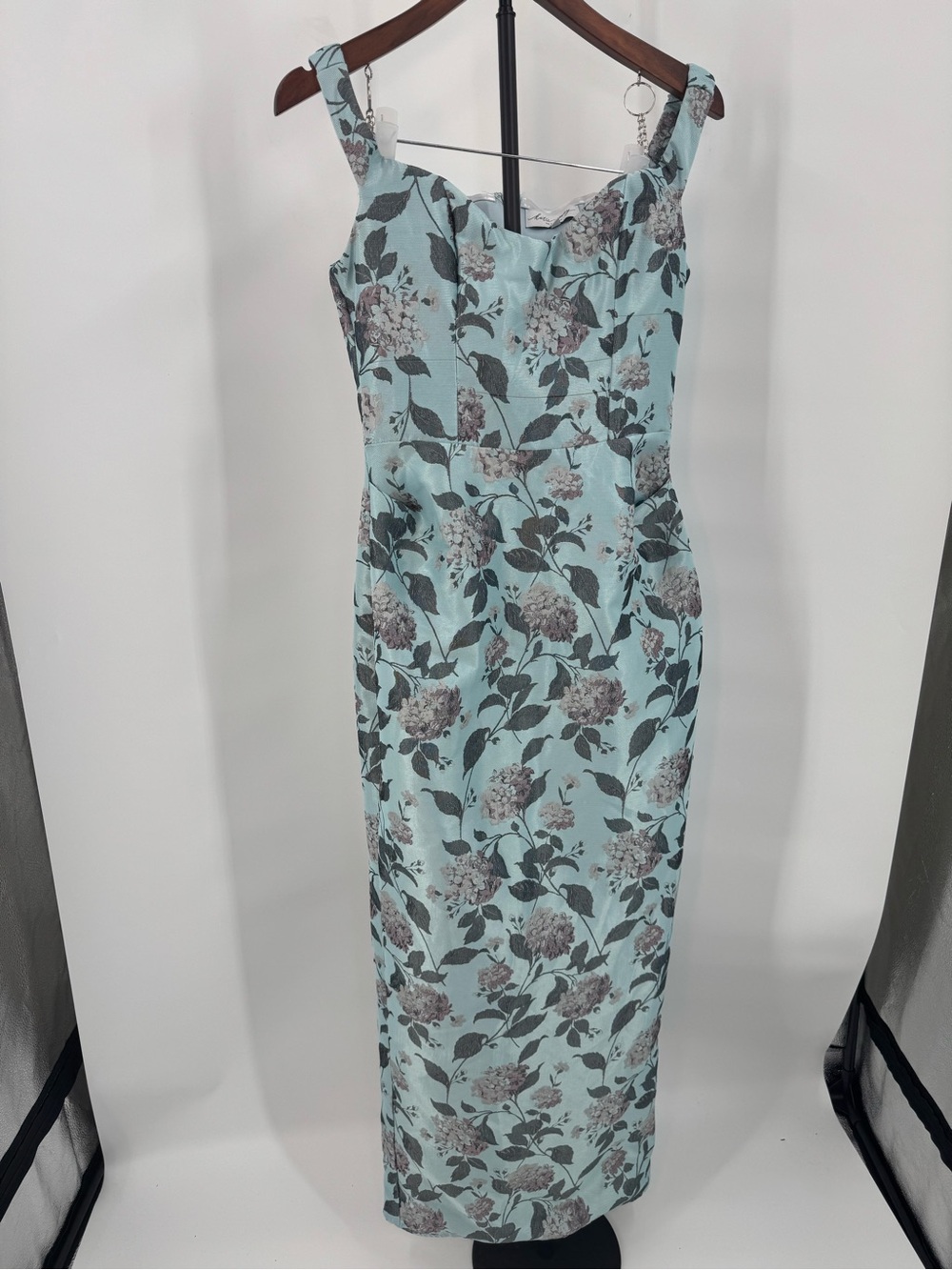 Katie May One-Shoulder Light Blue Floral Jacquard Gown - Picture 5 of 15